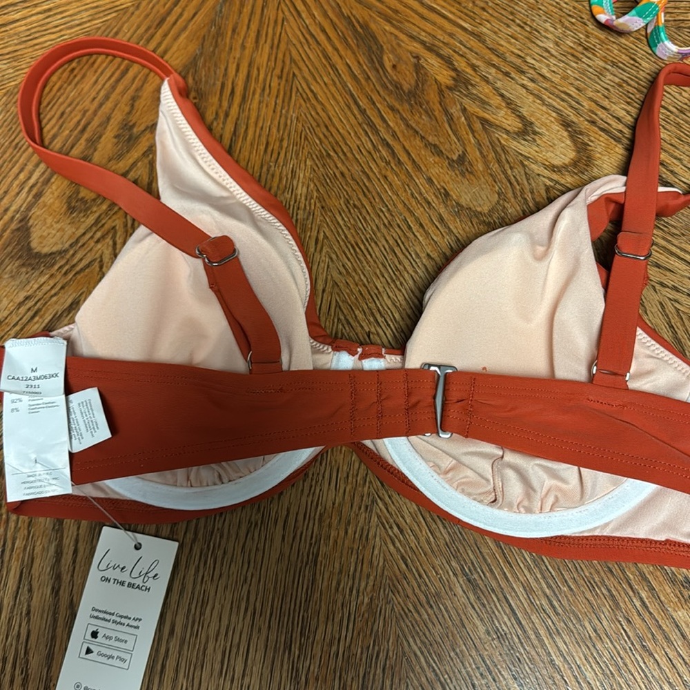 Cupshe NWT M BURNT ORANGE PRINT BRA TOP FLORAL BOTTOM 2-piece bikini - Picture 3 of 4
